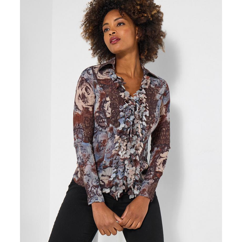 Rüschentop mit herbstlichem Muster