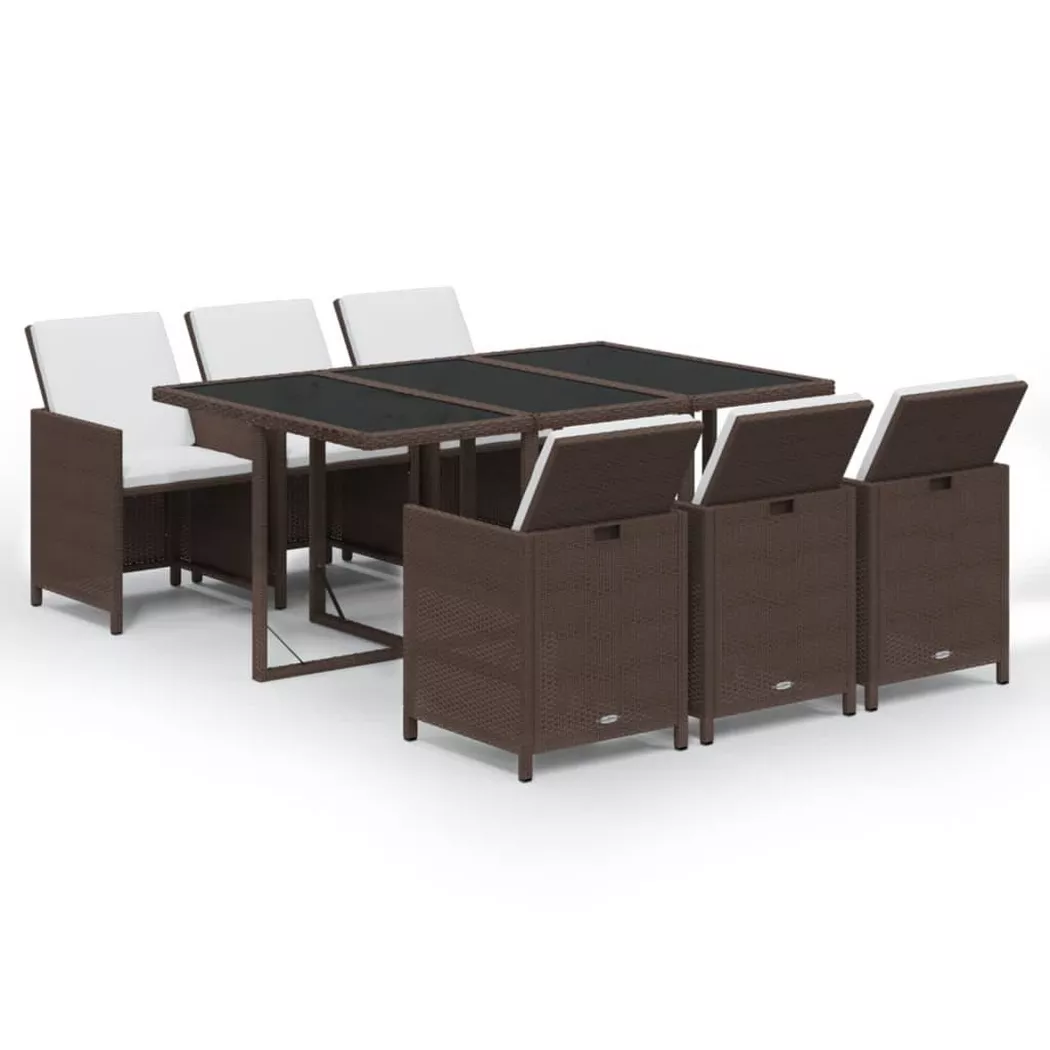 VidaXL - Ensemble à dîner de jardin rotin synthétique, One Size, Marron