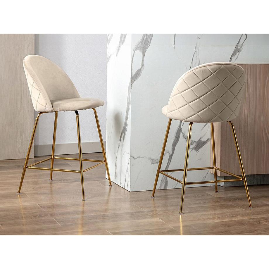 Vente-unique Barhocker 2erSet MELBOURNE Samt goldfarbenes Metall  