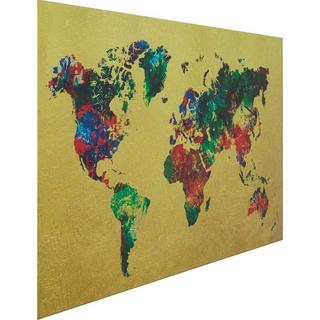 KARE Design Glasbild Metallic Colourful Map 150x100  