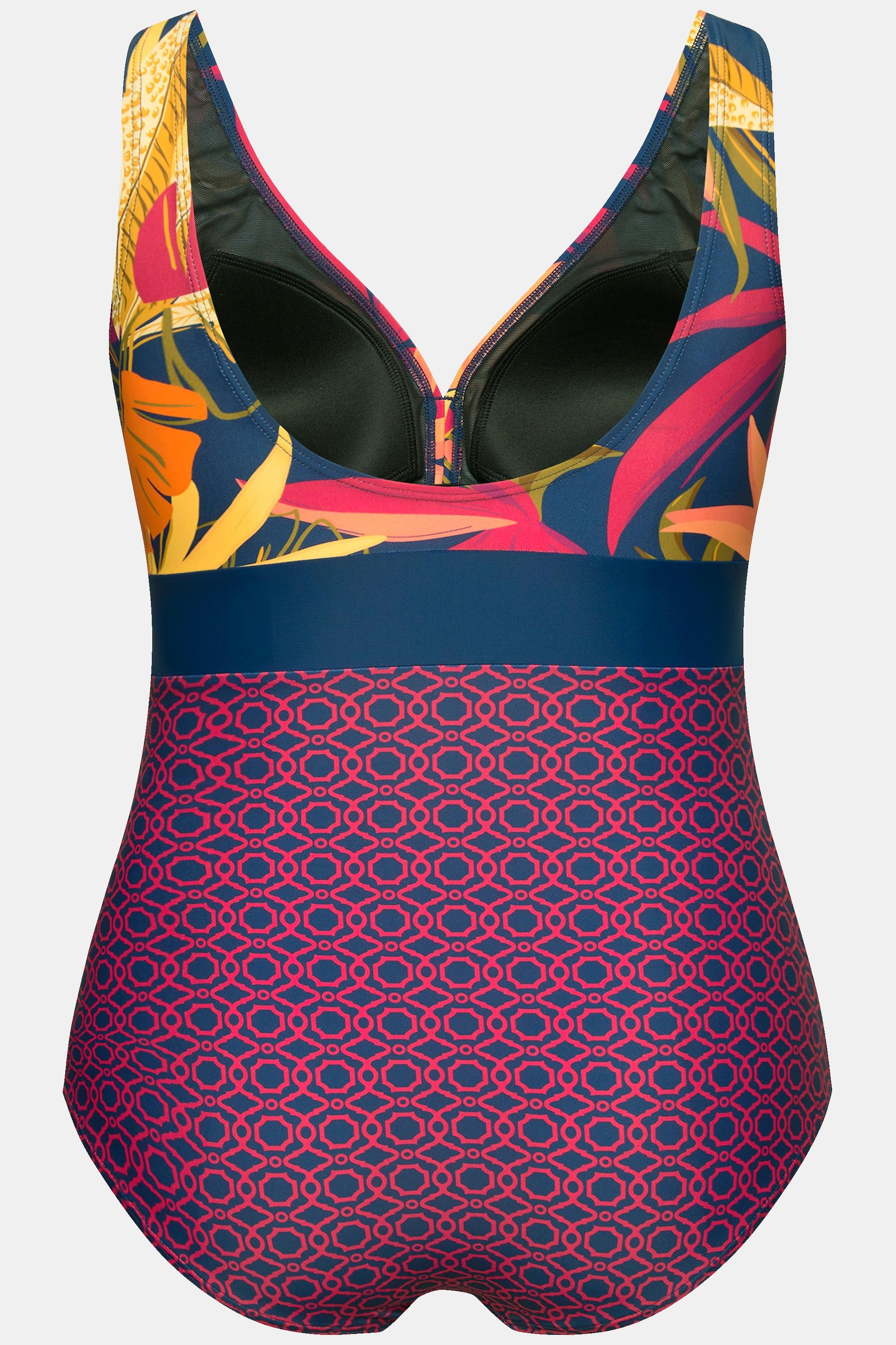 Ulla Popken Maillot de bain Imprimé feuilles Bonnets souples Doublure poitrine  