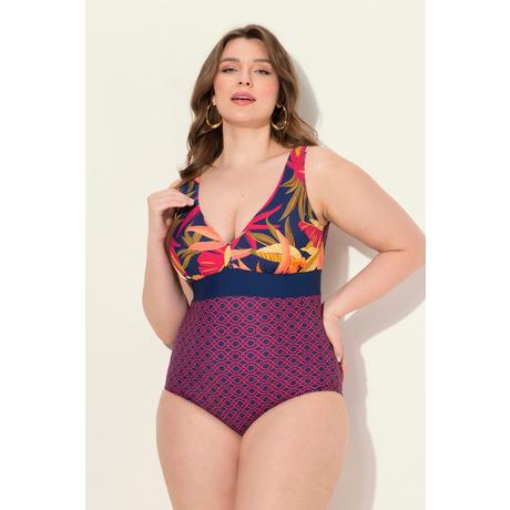 Ulla Popken Maillot de bain Imprimé feuilles Bonnets souples Doublure poitrine  