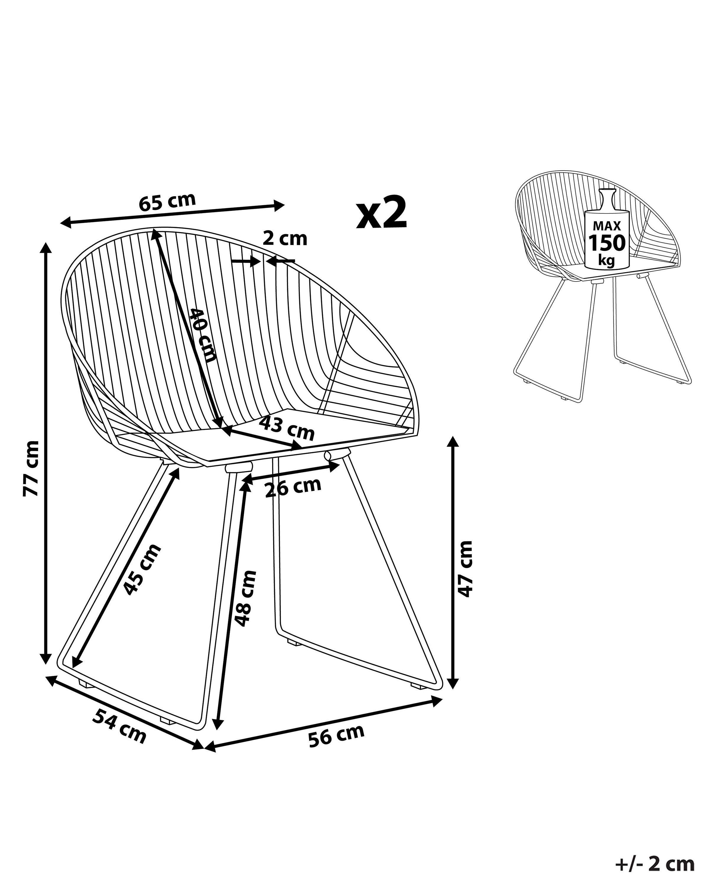 Beliani Esszimmerstuhl 2er Set aus Stahl Industriell AURORA  