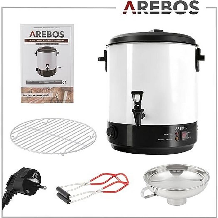 Arebos Einkochautomat 28 L Einkochtopf Glühweinkocher Heißgetränke Spender 2500W  