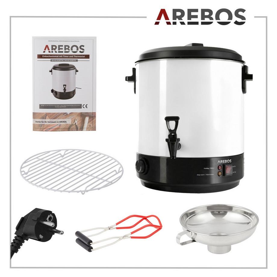 Arebos Einkochautomat 28 L Einkochtopf Glühweinkocher Heißgetränke Spender 2500W  