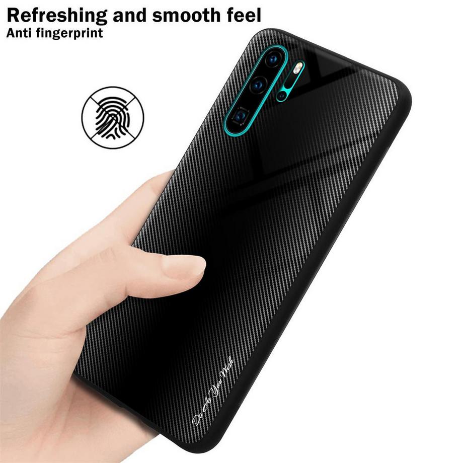 Cadorabo  Housse compatible avec Huawei P30 PRO - Aspect rayé - Coque de protection en silicone TPU et dos en verre trempé 