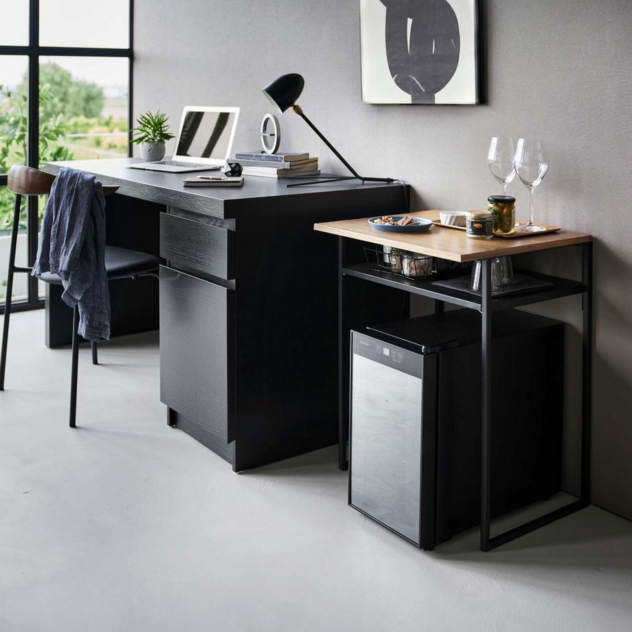 Yamazaki Table avec tablette en bois et tablette coulissante TOWER  