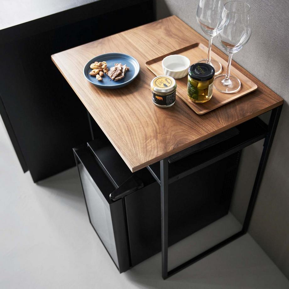 Yamazaki Table avec tablette en bois et tablette coulissante TOWER  