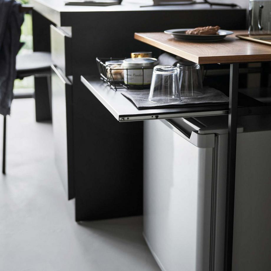 Yamazaki Table avec tablette en bois et tablette coulissante TOWER  