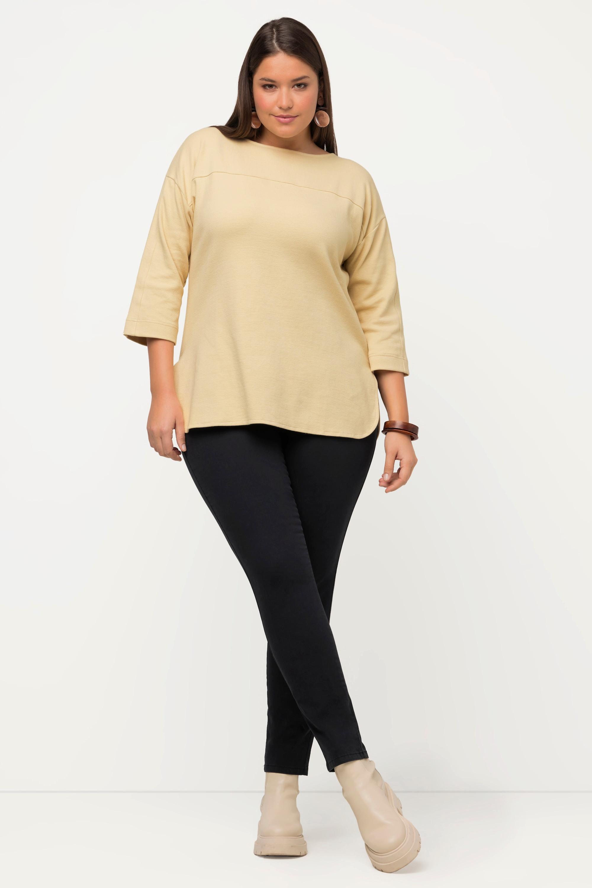 Ulla Popken  Shirt, U-Boot-Ausschnitt, 3/4-Arm, Biobaumwolle 