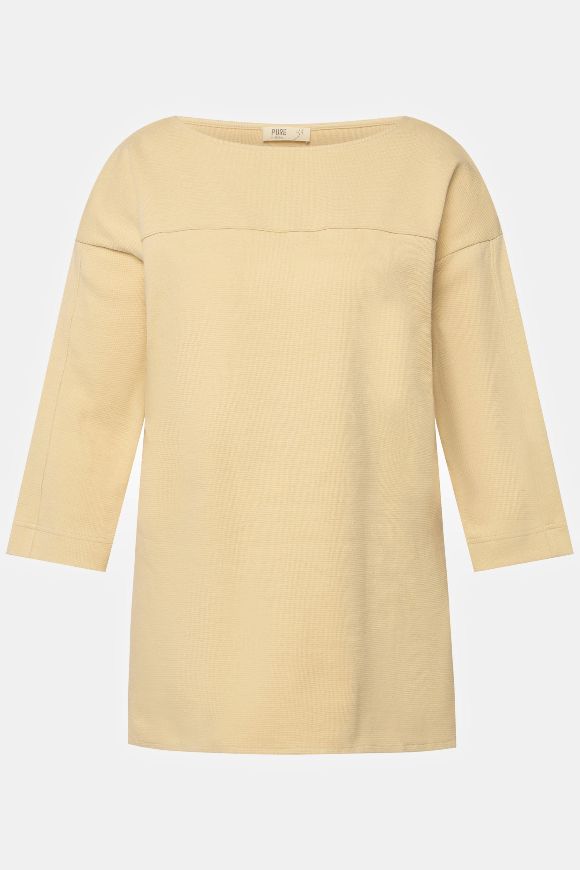 Ulla Popken  Shirt, U-Boot-Ausschnitt, 3/4-Arm, Biobaumwolle 