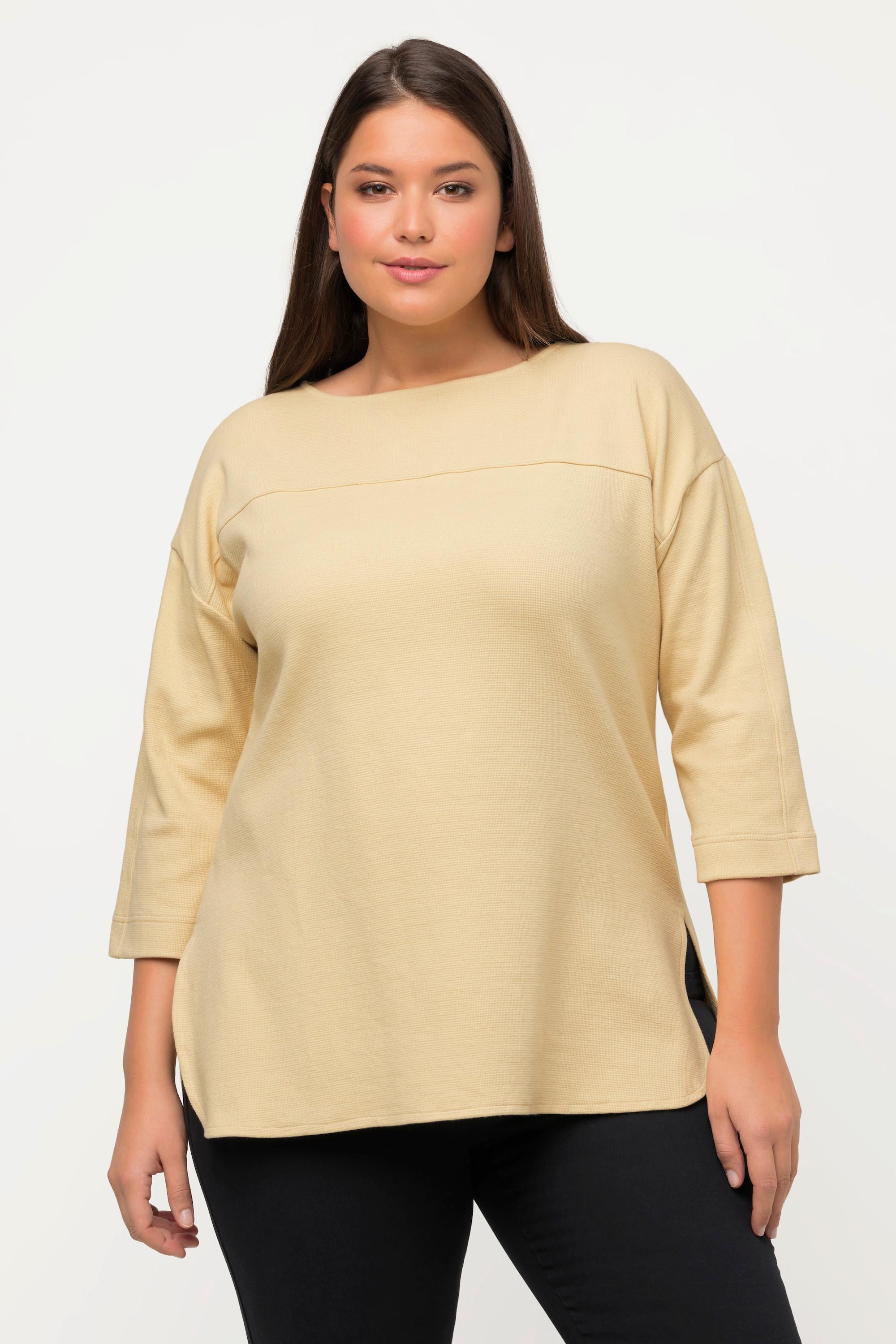 Ulla Popken  Shirt, U-Boot-Ausschnitt, 3/4-Arm, Biobaumwolle 