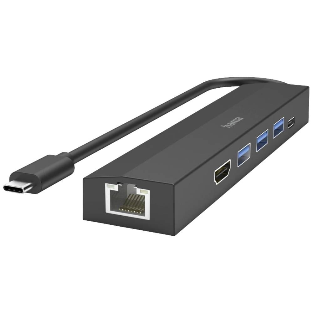 hama  USB-C-Hub, Multiport, 6 Ports, 3x USB-A, USB-C, HDMI, LAN Ethernet 