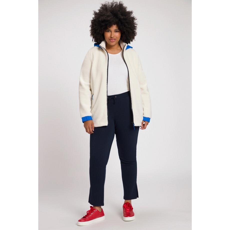 Ulla Popken Veste Teddy Capuche Col Droit Plus Longue au Dos  