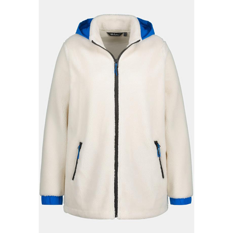 Ulla Popken Veste Teddy Capuche Col Droit Plus Longue au Dos  