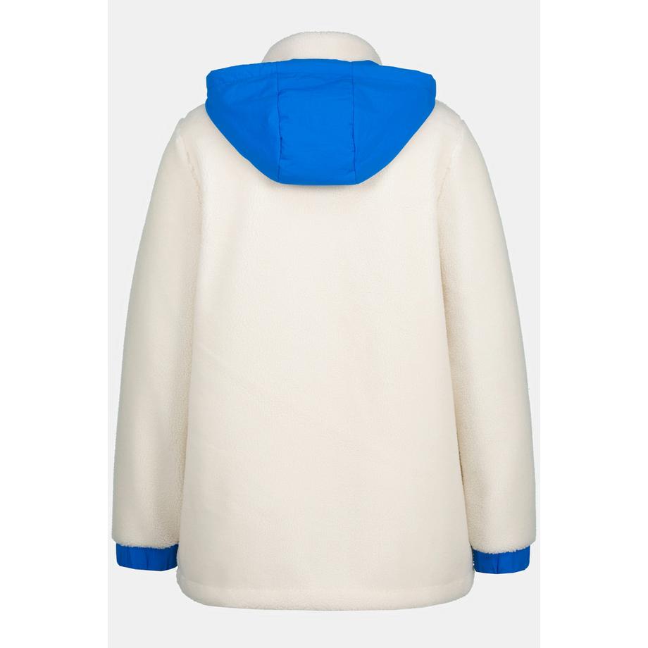 Ulla Popken Veste Teddy Capuche Col Droit Plus Longue au Dos  