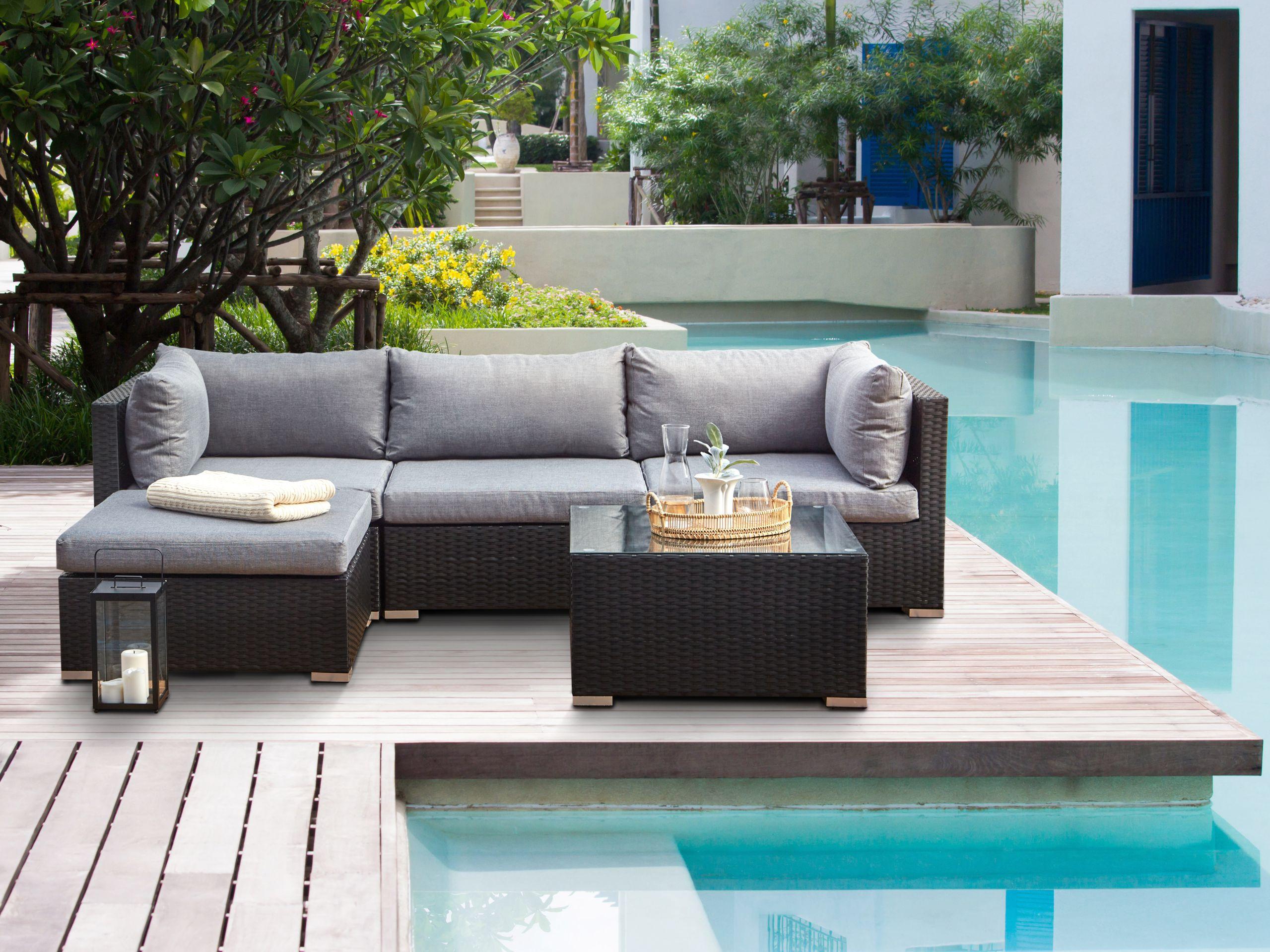 Beliani Set lounge pour jardin en Polyrotin Traditionnel SANO  