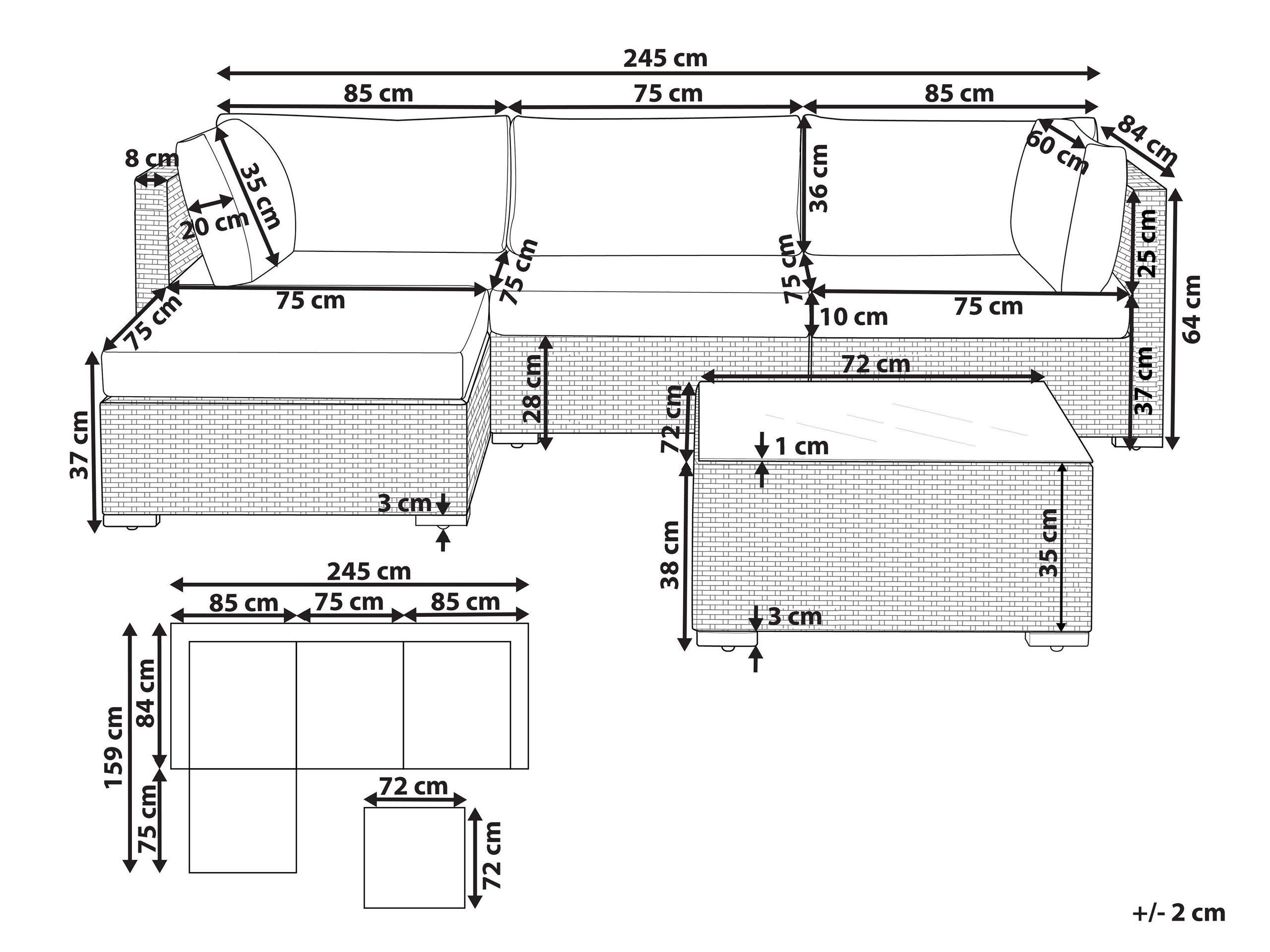 Beliani Set lounge pour jardin en Polyrotin Traditionnel SANO  