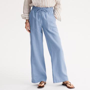 Weite Leinenhose mit elastischem Bund