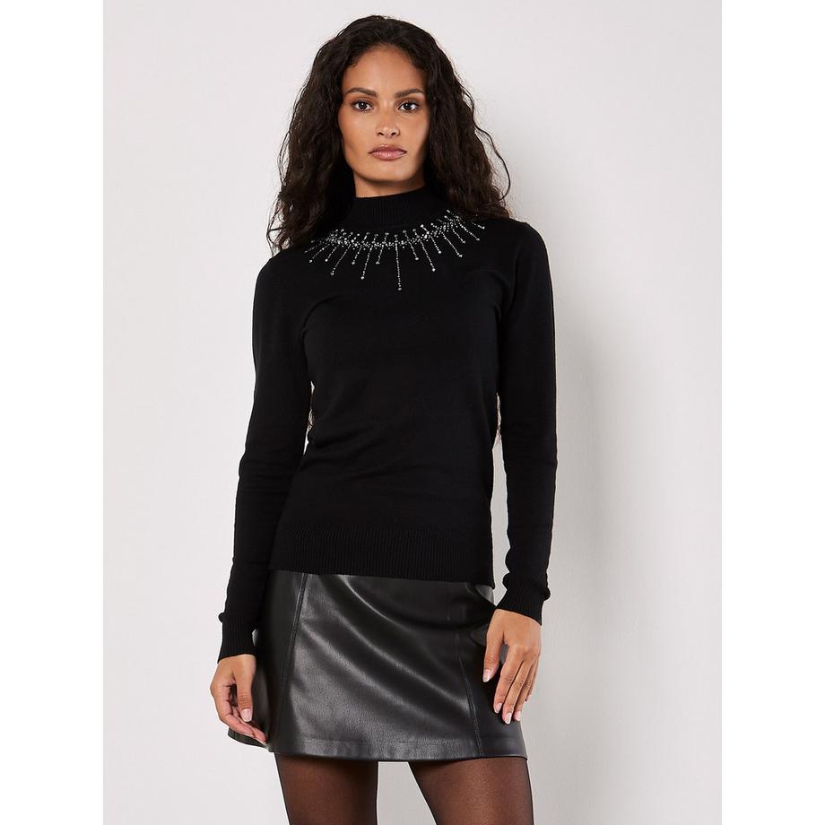 APRICOT Pullover mit Edelsteinbesatz  