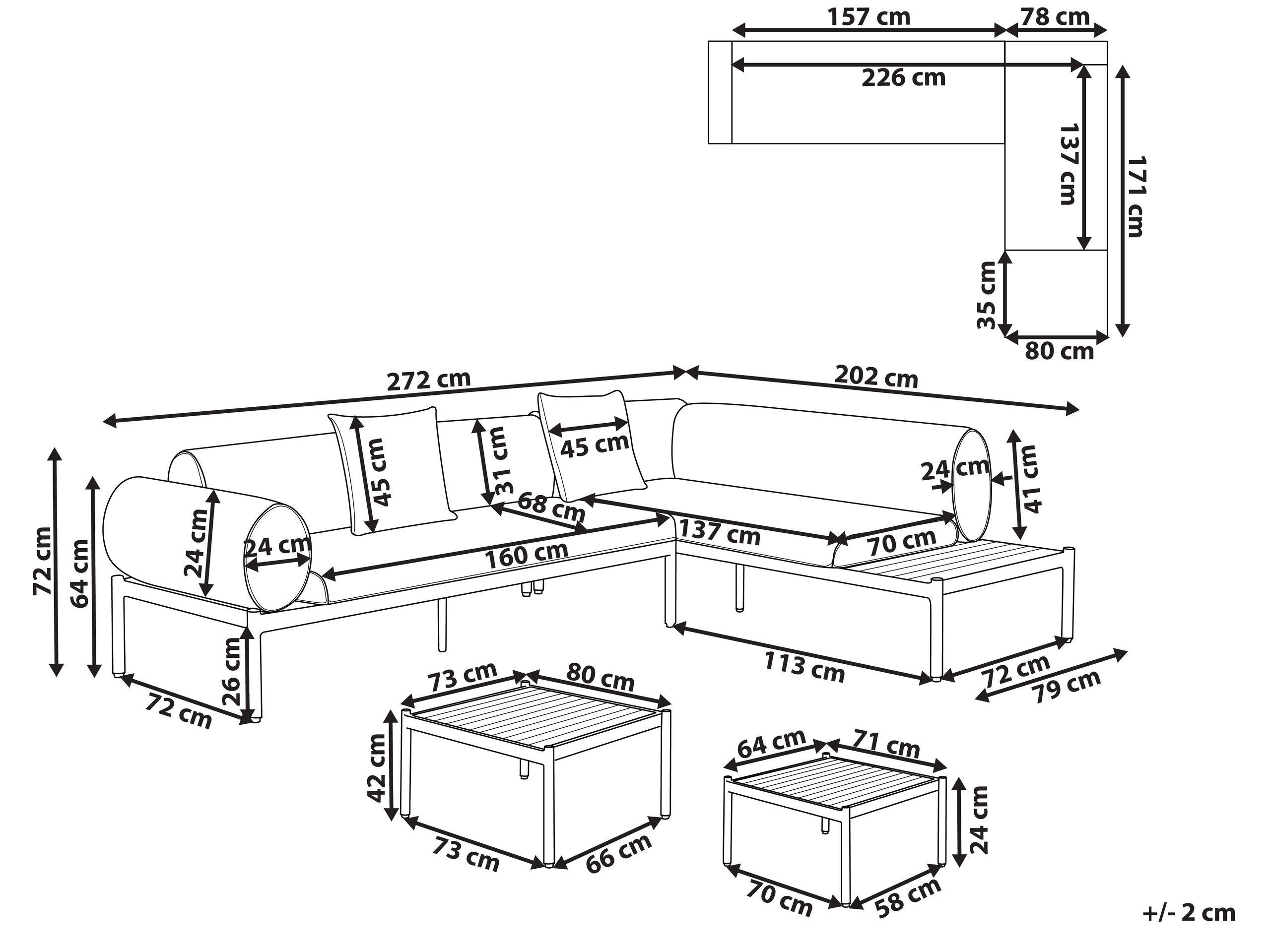 Beliani Set lounge pour jardin en Aluminium Moderne RASIGLIA  