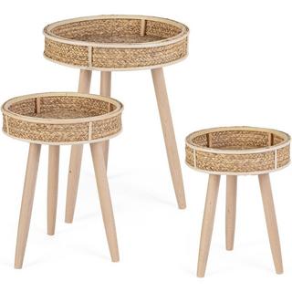 mutoni Table basse Clevon ronde naturelle (lot de 3)  