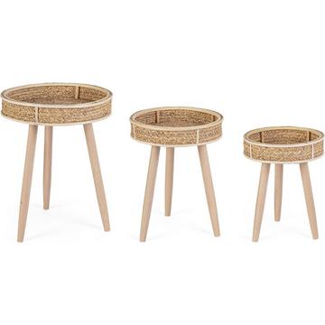 Table basse Clevon ronde naturelle (lot de 3)