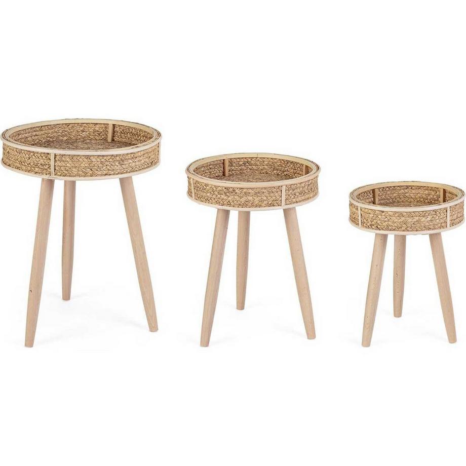mutoni Table basse Clevon naturel rond (set de 3)  