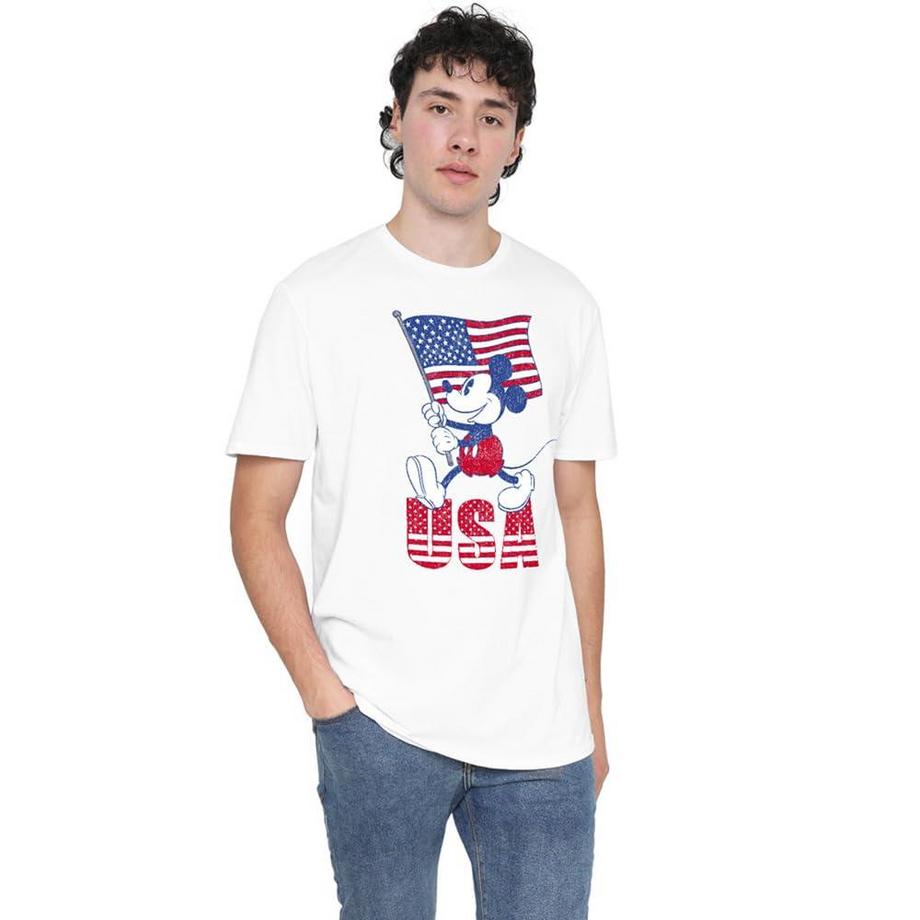 Disney Mickey Mouse USA Flaggen Grafik T-Shirt  