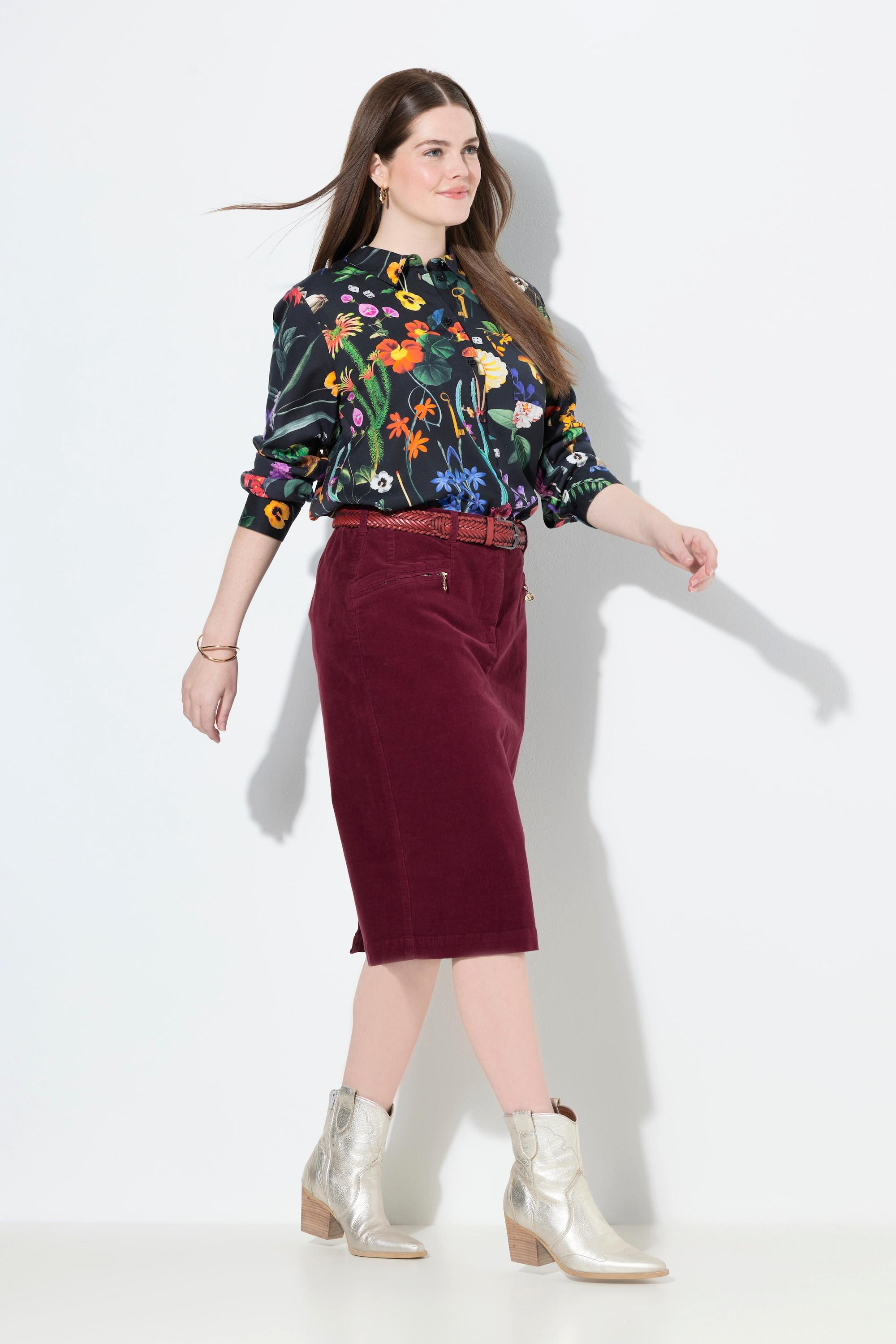 Ulla Popken Mony Cord Rock Reissverschlusstaschen Komfortbund  