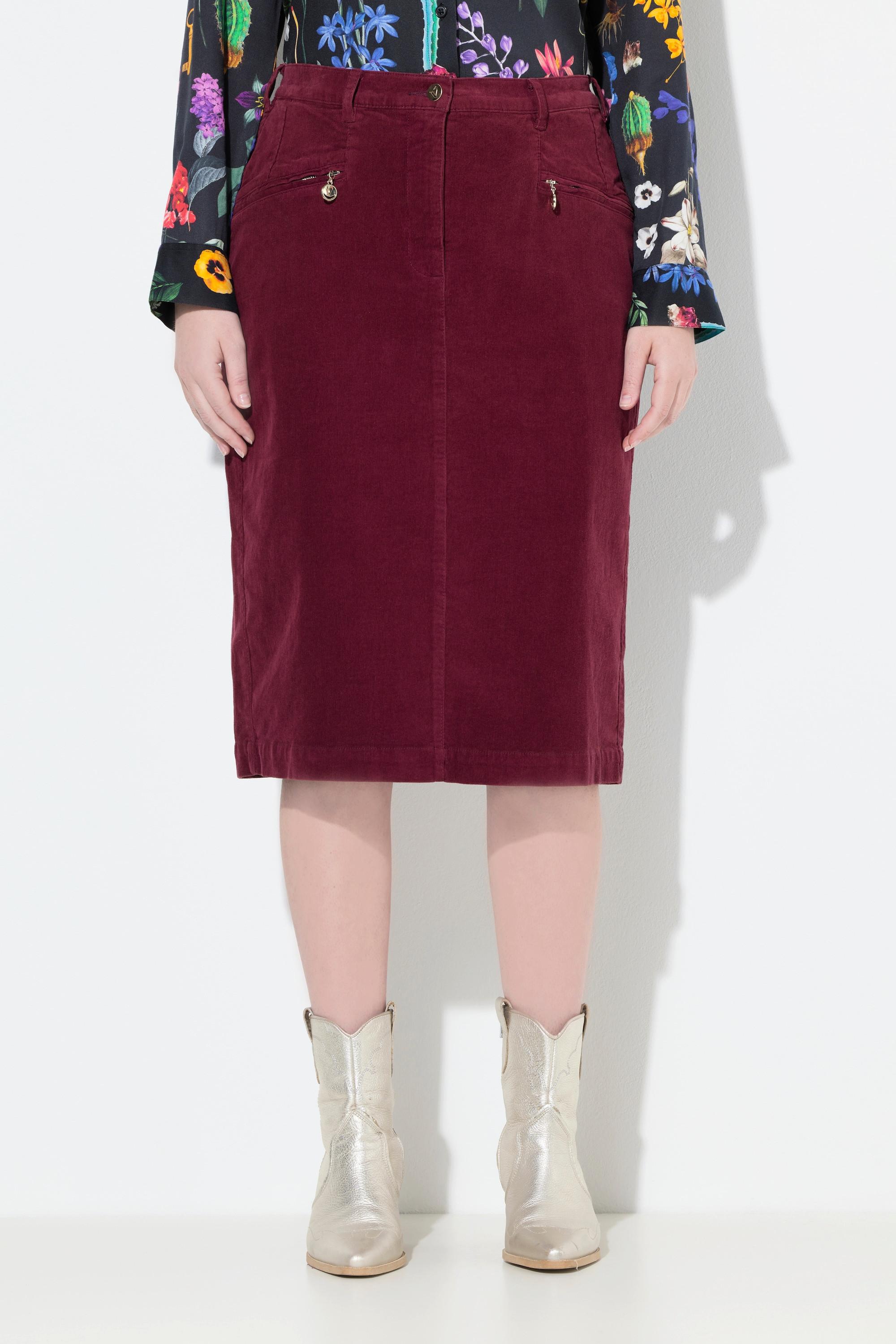 Ulla Popken Mony Cord Rock Reissverschlusstaschen Komfortbund  