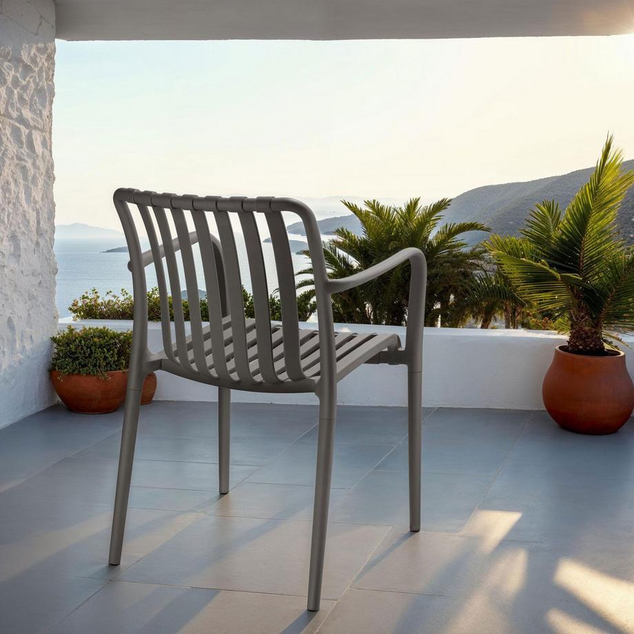 Tectake Chaises de jardin ALCUDIA résistant aux intempéries et aux UV Lot de 4  