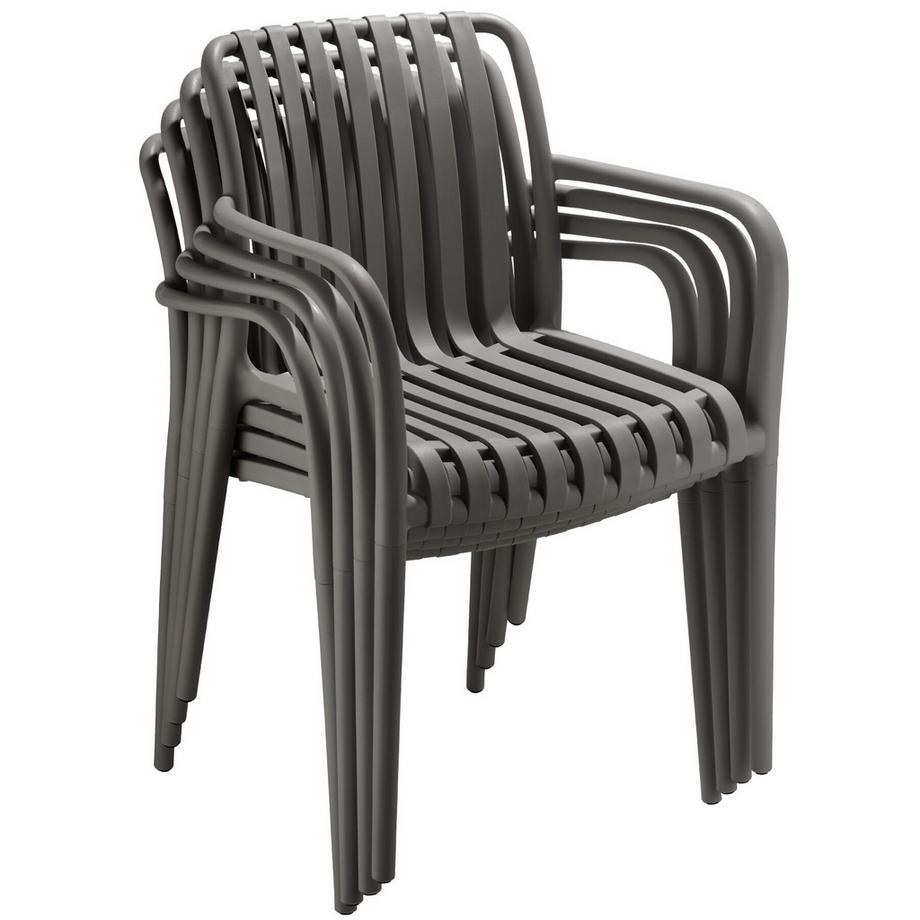 Tectake Chaises de jardin ALCUDIA résistant aux intempéries et aux UV Lot de 4  