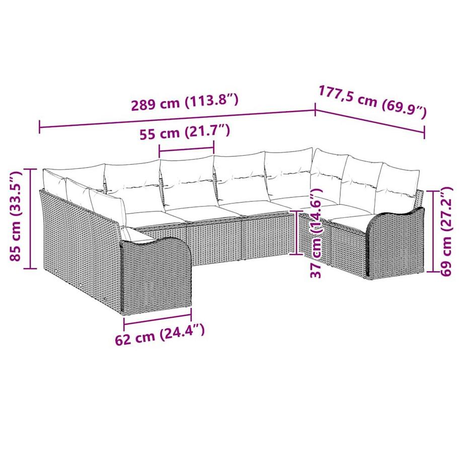 VidaXL Mobilier de jardin poly rattan  