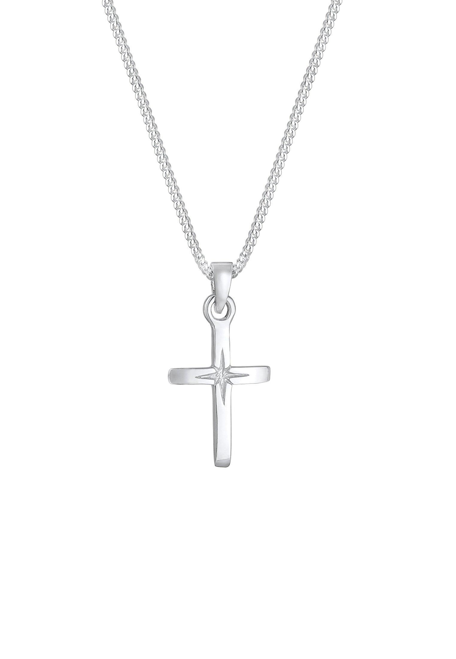 Elli  Collier Femmes Pendentif Croix Gravure Étoile Croyance 