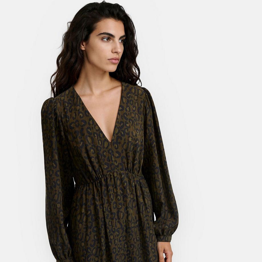 La Redoute Collections Robe longue imprimé léopard col V  