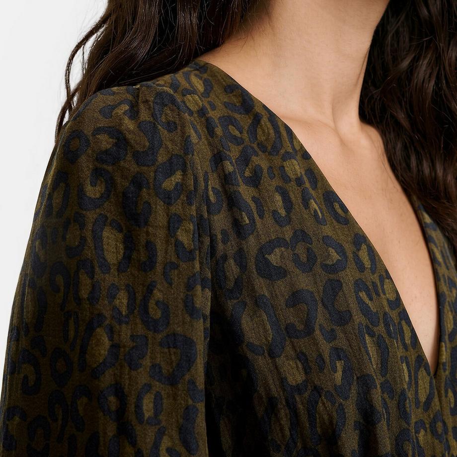 La Redoute Collections Robe longue imprimé léopard col V  