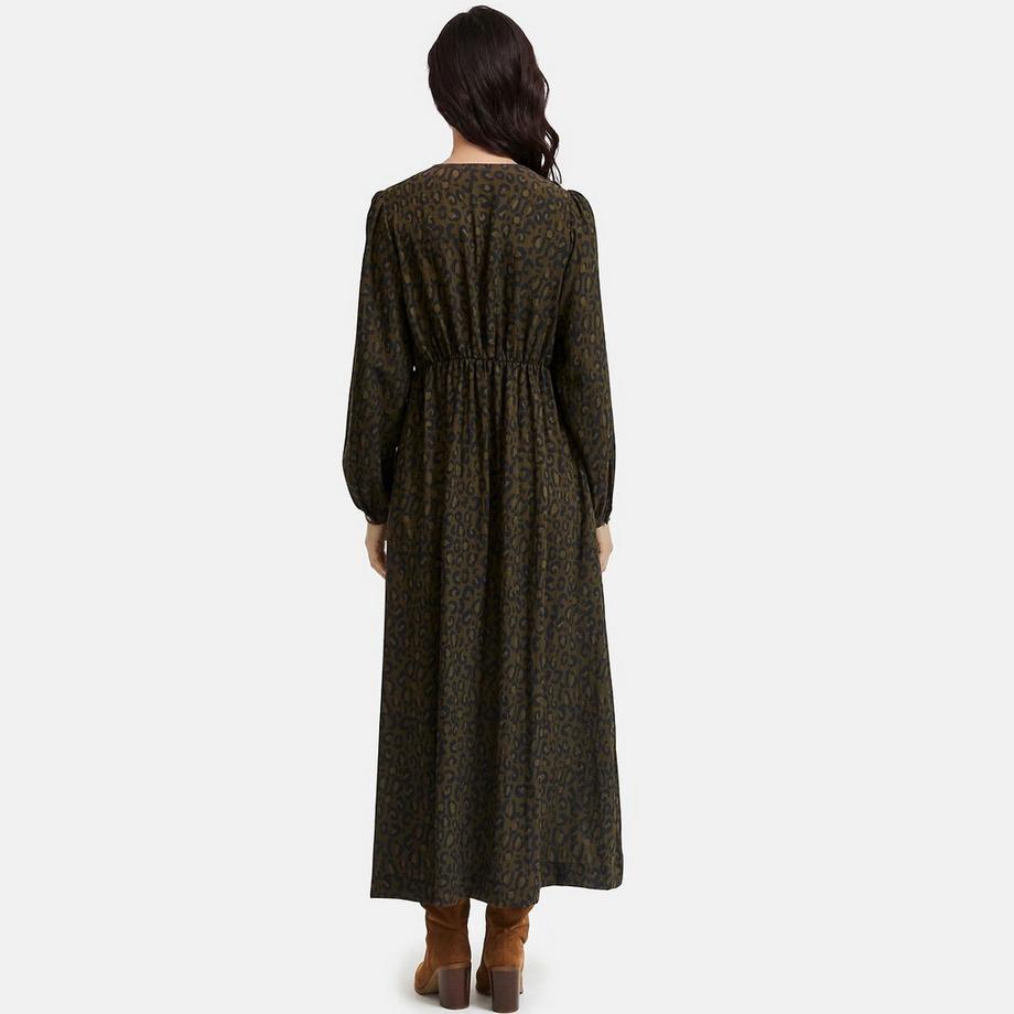 La Redoute Collections Robe longue imprimé léopard col V  