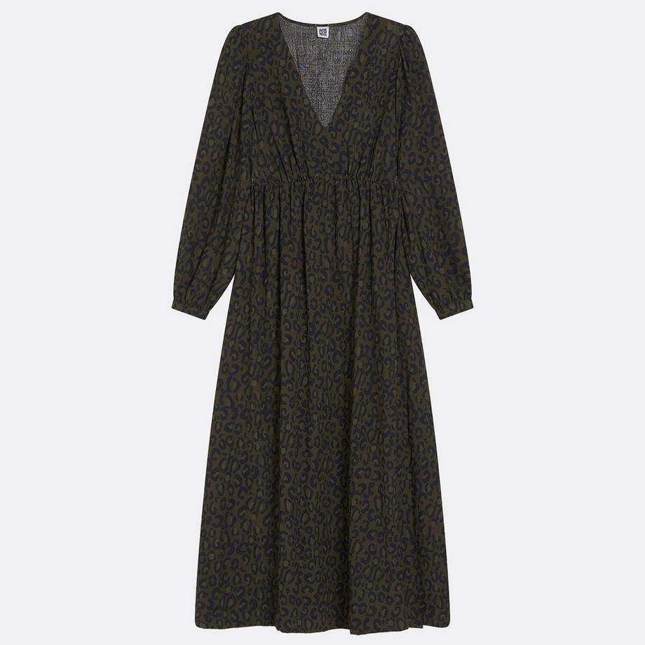 La Redoute Collections Robe longue imprimé léopard col V  