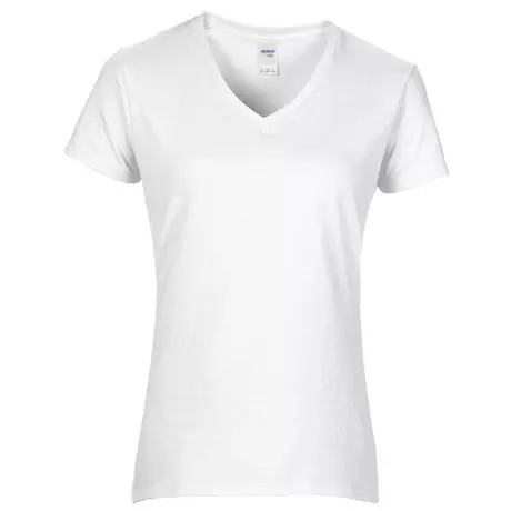 Gildan  Tshirt à manches courtes et col en V Blanc