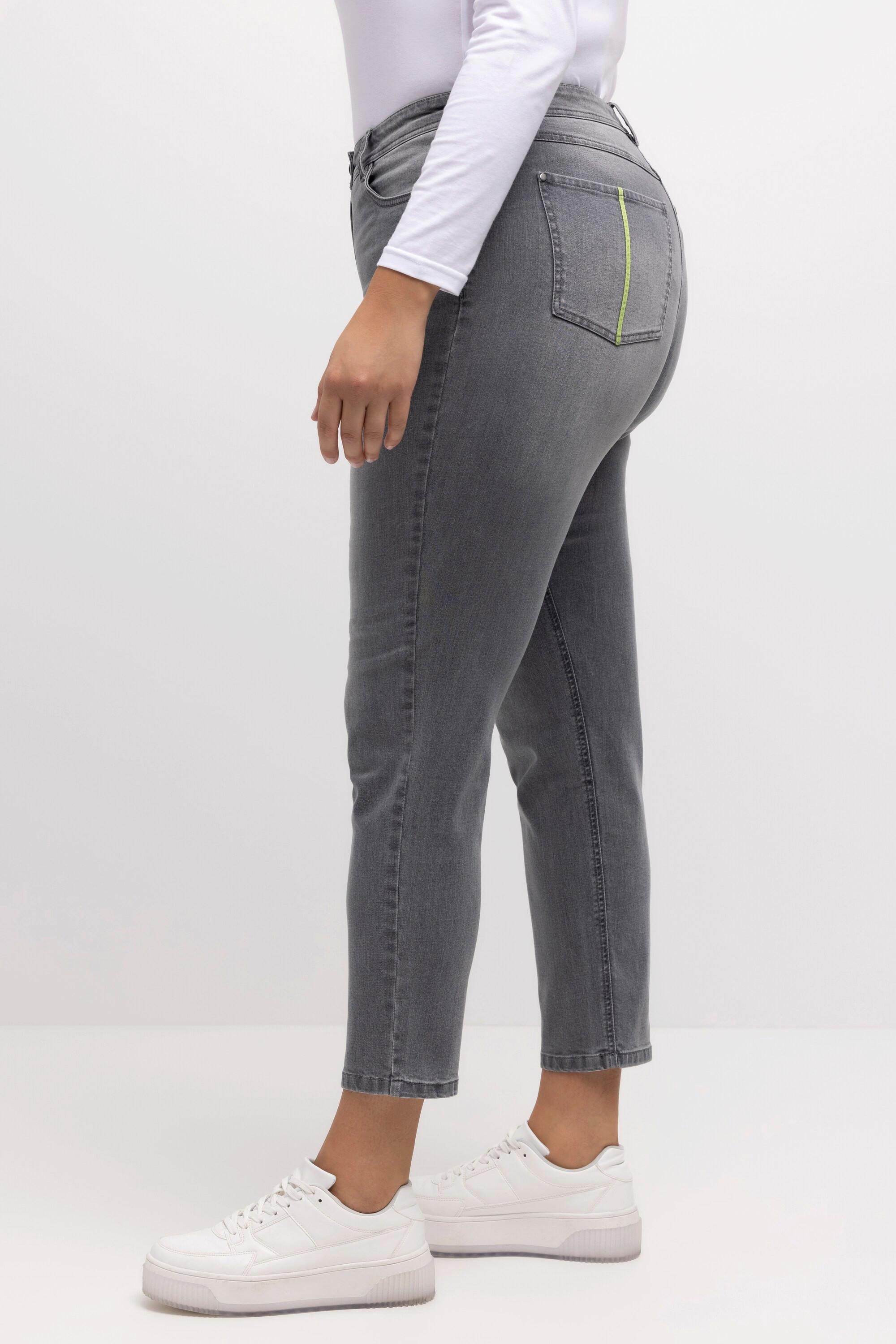 Ulla Popken  Jean mom avec intérieur imprimé, coupe 5 poches large 