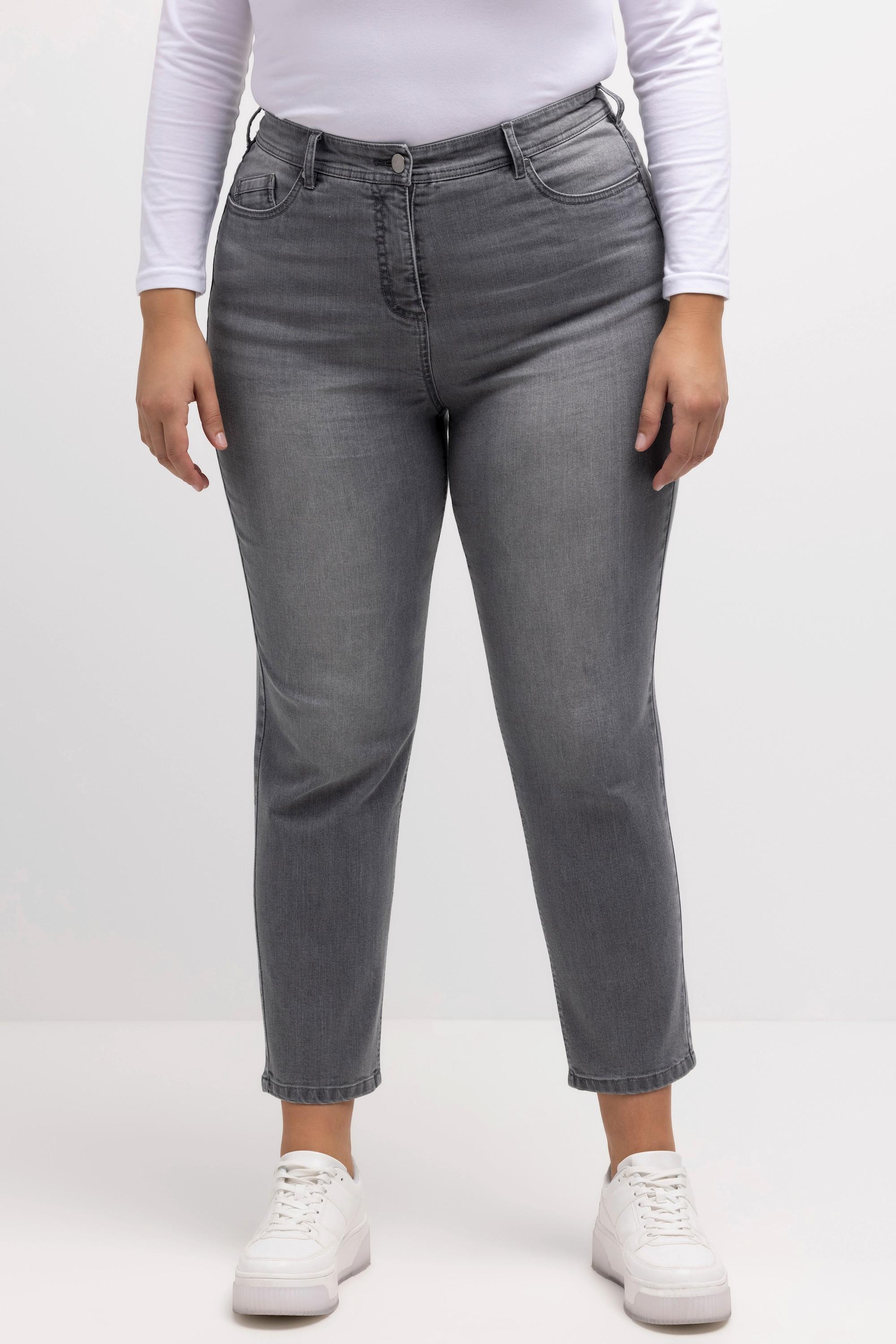 Ulla Popken  Jean mom avec intérieur imprimé, coupe 5 poches large 