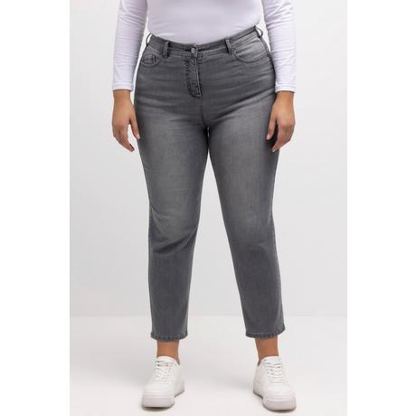 Ulla Popken  Jean mom avec intérieur imprimé, coupe 5 poches large 