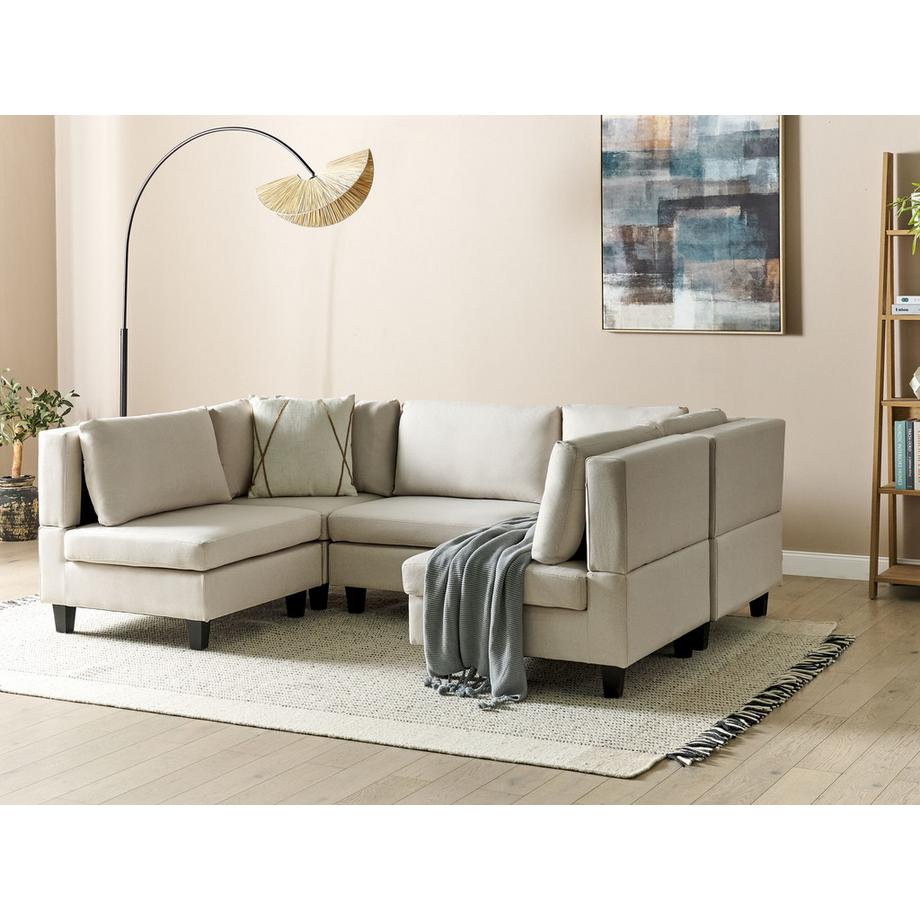 Beliani U-förmiges Sofa aus Stoff  UNSTAD  