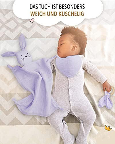 Activity-board  Baby - Geschenkset - Schmusetuch - Lätzchen - Beißring - 100% Baumwolle - Mulltuch - Geschenke zur 