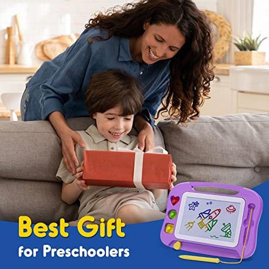 Activity-board  Zaubertafel Kinder Magnet-Maltafel, Bunte löschbare Magnettafel mit Magnetstift und 3 Stempeln, 