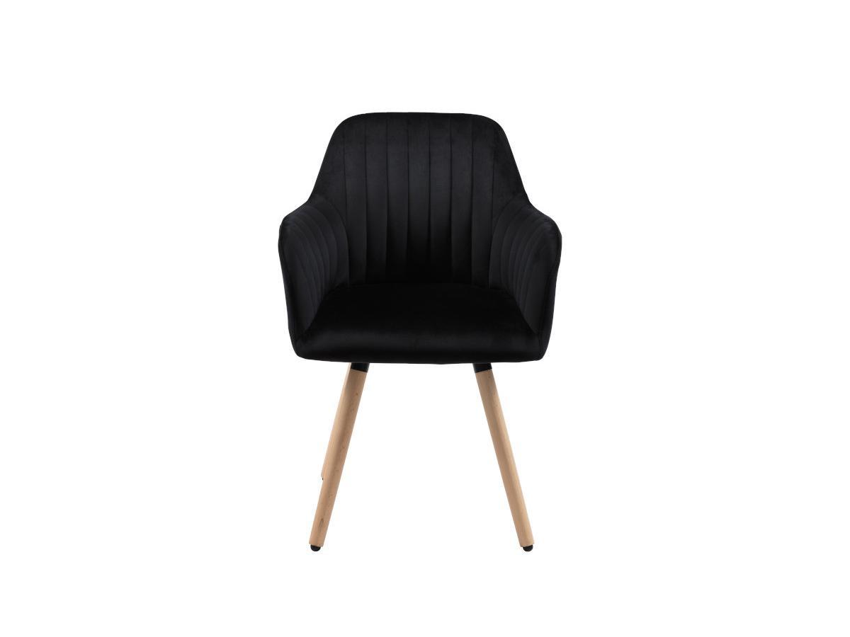 Vente-unique Sedia con braccioli ELEANA Velluto e Legno Grigio  