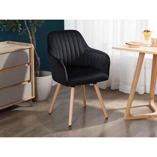 Vente-unique Stuhl mit Armlehnen Samt Metall in Holzoptik ELEANA  