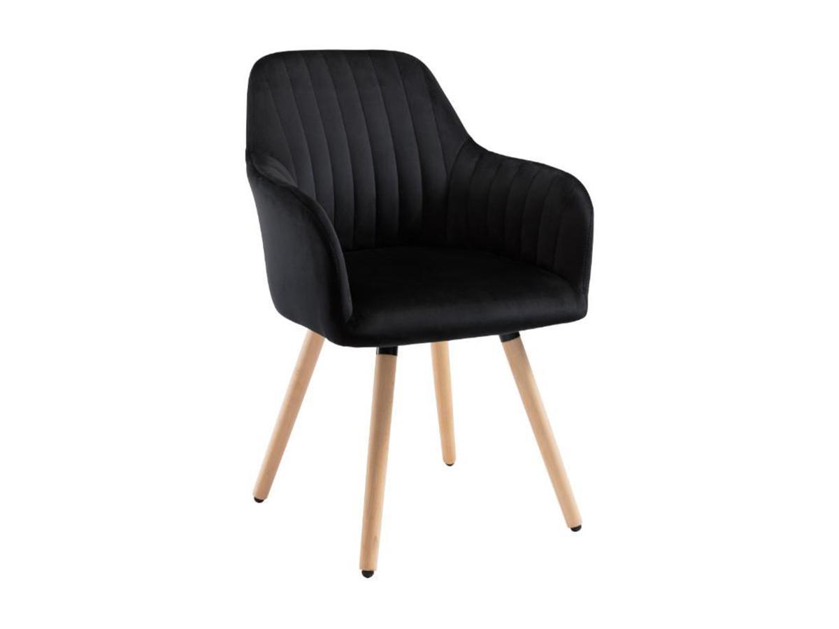 Vente-unique Chaise avec accoudoirs Velours Métal Effet Bois ELEANA  