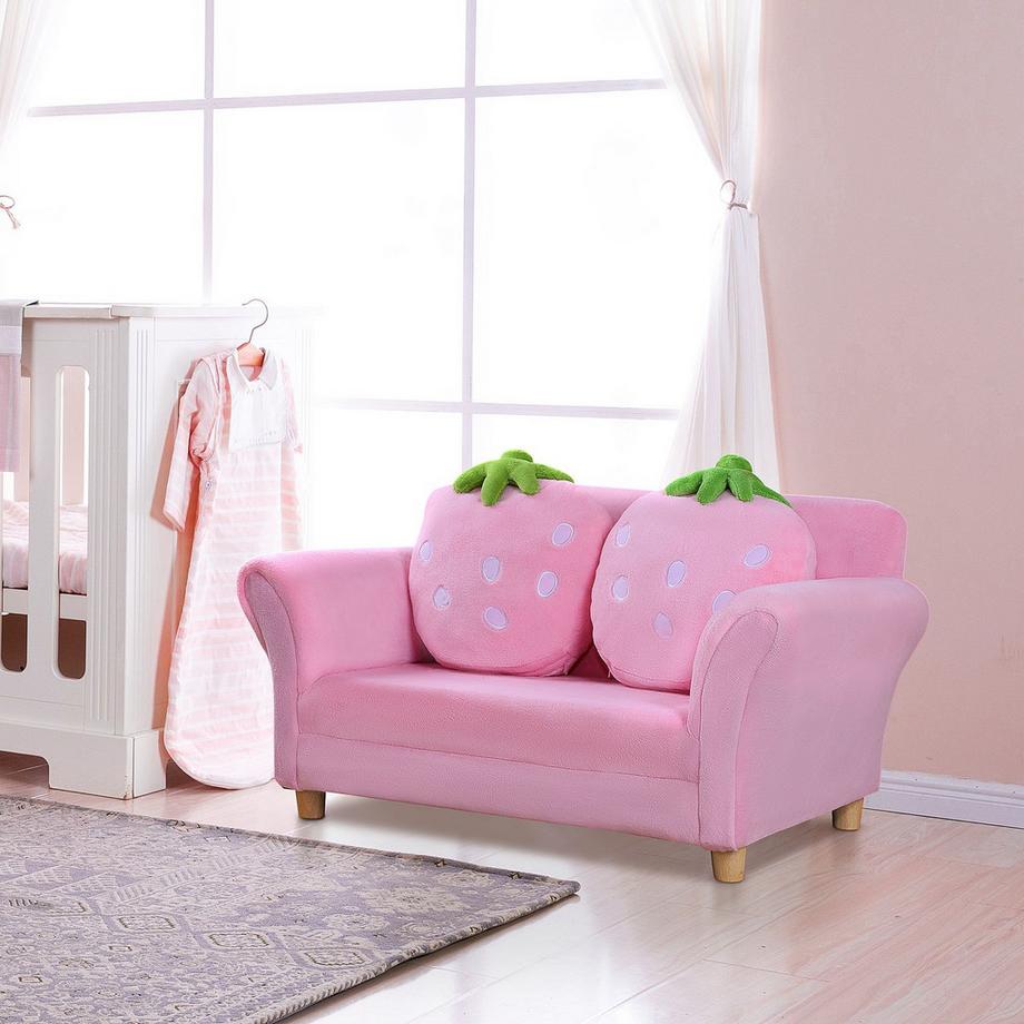 Northio Canapé Enfant Fraise Canapé Et Fauteuil Confortable Pour Chambre D'Enfant, Canapé Moelleux, Canapé Double, Canapé Simple, Chaise Pour Enfant  